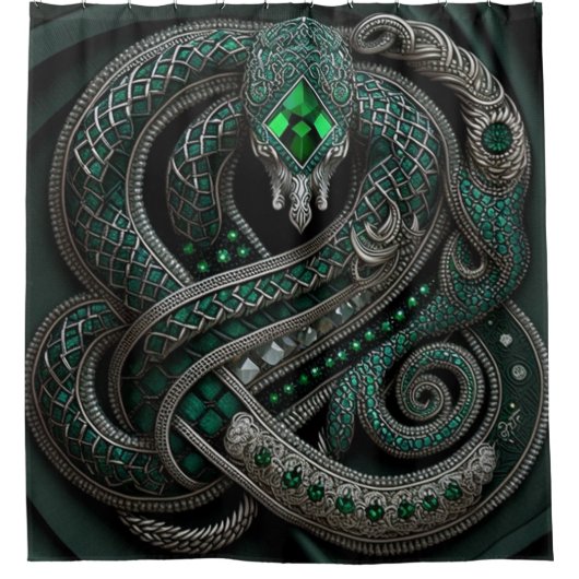 Rideaux De Douche Serpent Celte Emerald May Birthstone (Devant)