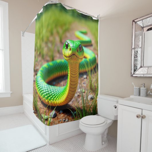 Rideaux De Douche Serpent vert (En situation)
