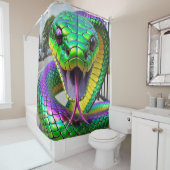 Rideaux De Douche Serpent Vert (En situation)