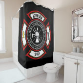 Rideaux De Douche Service d'incendie AJOUTER LE NOM Pompier Insigne  (En situation)