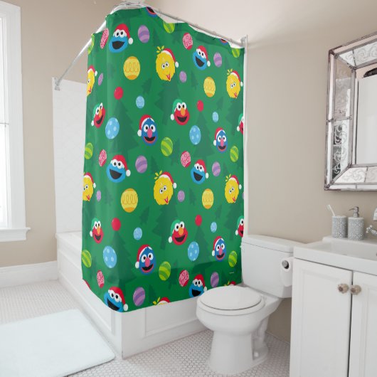 Rideaux De Douche Sesame Street Christmas Tree Motif (En situation)