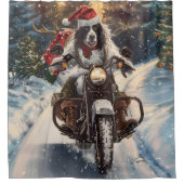 Rideaux De Douche Setter Anglais Chien à Moto Noël (Devant)