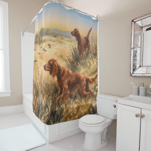 Rideaux De Douche Setter Irlandais (En situation)