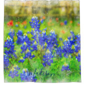 Rideaux De Douche Shabby Chic Aquarelle Bluebonnet Floral Personnali (Devant)