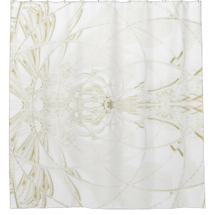 Rideaux De Douche Shabby Chic Cottage Neutral Scrollwork