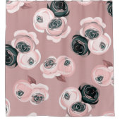 Rideaux De Douche Shabby Chic Rose & Noir Roses Élégant (Devant)