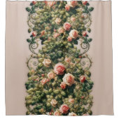 Rideaux De Douche Shabby Chic Rose Vins Floral Élégant (Devant)
