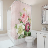 Rideaux De Douche Shabby Chic Roses d'antiquités sur Blush (En situation)