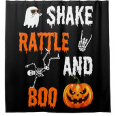 Rideaux De Douche Shake, Rattle, Boo Fun Skeleton Citrouille Hallowe (Devant)