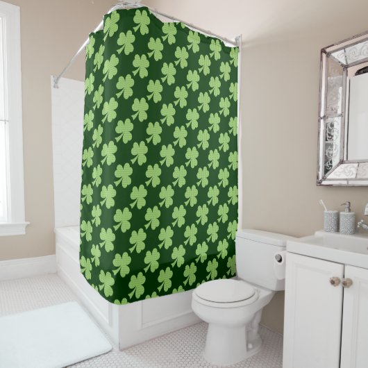 Rideaux De Douche Shamrock vert Clover Pois motif (En situation)