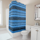 Rideaux De Douche Shango Blue Tribal Design (En situation)