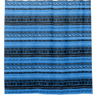 Rideaux De Douche Shango Blue Tribal Design