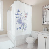 Rideaux De Douche "She believed and so Motivational Quote Butterfly (En situation)