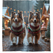 Rideaux De Douche Shetland Sheepdog Christmas Snow Holiday  (Devant)