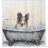Rideaux De Douche Shetland Sheepdog Dans Baignoire Watercolor Chien  (Devant)