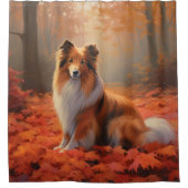 Rideaux De Douche Shetland Sheepdog en automne Feuilles automne Insp (Devant)