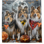 Rideaux De Douche Shetland Sheepdog Halloween Éffrayant (Devant)