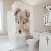 Rideaux De Douche Shetland Sheepdog Puppy Peinture Chien original ar (En situation)