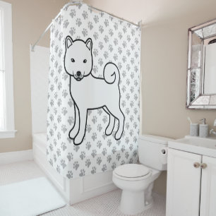 Rideaux De Douche Shiba Inu blanc Chien de dessin animé mignon & pat