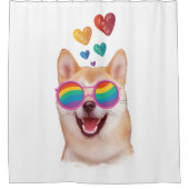 Rideaux De Douche Shiba Inu Chien avec Coeurs Saint Valentin (Devant)