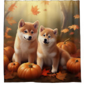 Rideaux De Douche Shiba Inu Chiot Automne Citrouille de plaisir (Devant)