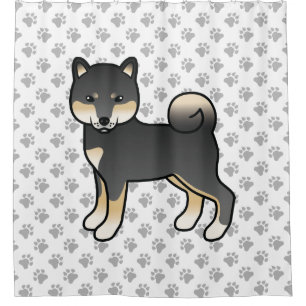 Rideaux De Douche Shiba Inu noir et feu Chien de dessin animé & Patt