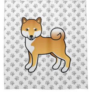 Rideaux De Douche Shiba Inu rouge mignon chien de dessin animé & pat