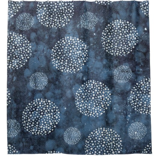 Rideaux De Douche Shibori, un bleu d'Indigo (Devant)