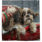 Rideaux De Douche Shih Tzu Chien Festif de Noël (Devant)