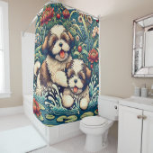 Rideaux De Douche "Shih Tzu Splash" (En situation)