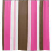 Rideaux De Douche Shower Curtain Neutral Brown & Pink Stripe  (Devant)