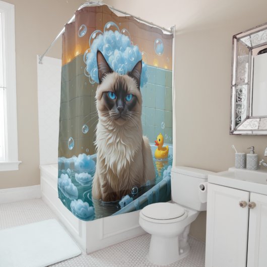 Rideaux De Douche Siamese Chat Sloppy Sleepy mignonne drôle (En situation)