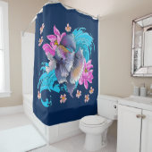 Rideaux De Douche Siamese Combattre Le Poisson Floral (En situation)