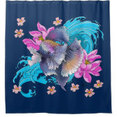 Rideaux De Douche Siamese Combattre Le Poisson Floral (Devant)