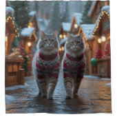 Rideaux De Douche Siberian Cats Christmas Snow Holiday  (Devant)