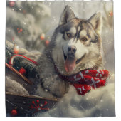 Rideaux De Douche Sibérie Husky Chien Festif de Noël (Devant)