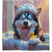 Rideaux De Douche Sibérie Husky Sloppy Sleepy mignon drôle (Devant)