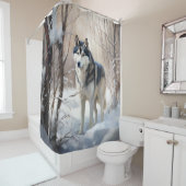 Rideaux De Douche Sibérien Husky Laisser Neige Noël (En situation)