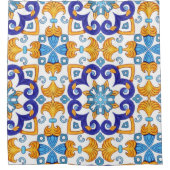 Rideaux De Douche Sicilian Vibrant Majolica Scrollwork Mediterranean (Devant)