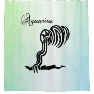 Rideaux De Douche Signe du zodiaque Verseau et symbole bleu vert