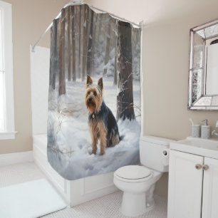 Rideaux De Douche Silencieux Terrier Laisser Il Neige Noël