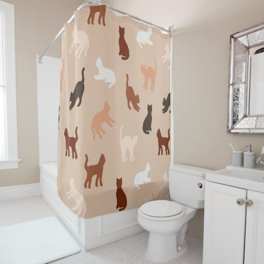 Rideaux De Douche Silhouette de chat (En situation)