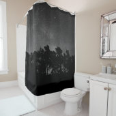 RIDEAUX DE DOUCHE SILHOUETTE DE FORÊT LA NUIT (En situation)