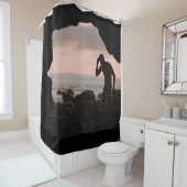 Rideaux De Douche Silhouette de l'homme dans la grotte (En situation)