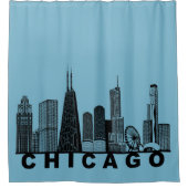 Rideaux De Douche Silhouette de l'horizon de Chicago  (Devant)