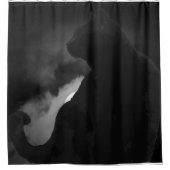 Rideaux De Douche Silhouette de lune de chats noirs (Devant)