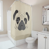 Rideaux De Douche Silhouette de visage de Pug (En situation)