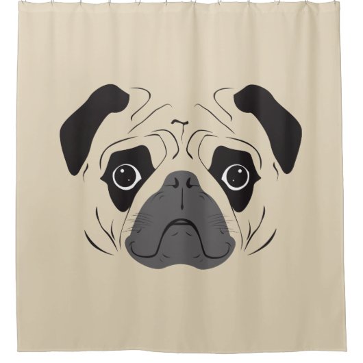 Rideaux De Douche Silhouette de visage de Pug (Devant)