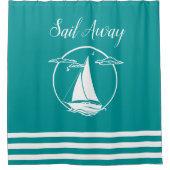 Rideaux De Douche Silhouette de voilier blanc nautique/départ (Devant)