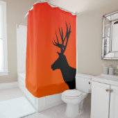 Rideaux De Douche Silhouette des cerfs au coucher du soleil (En situation)